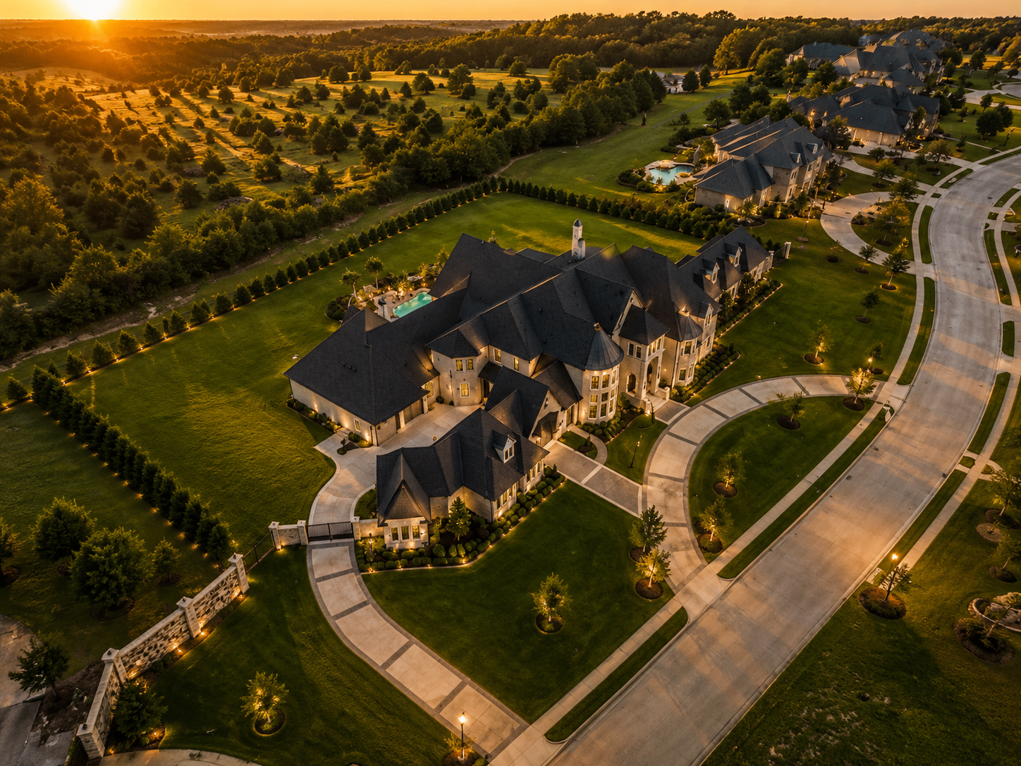Aerial view of Providence Downs neighborhood in Waxhaw NC